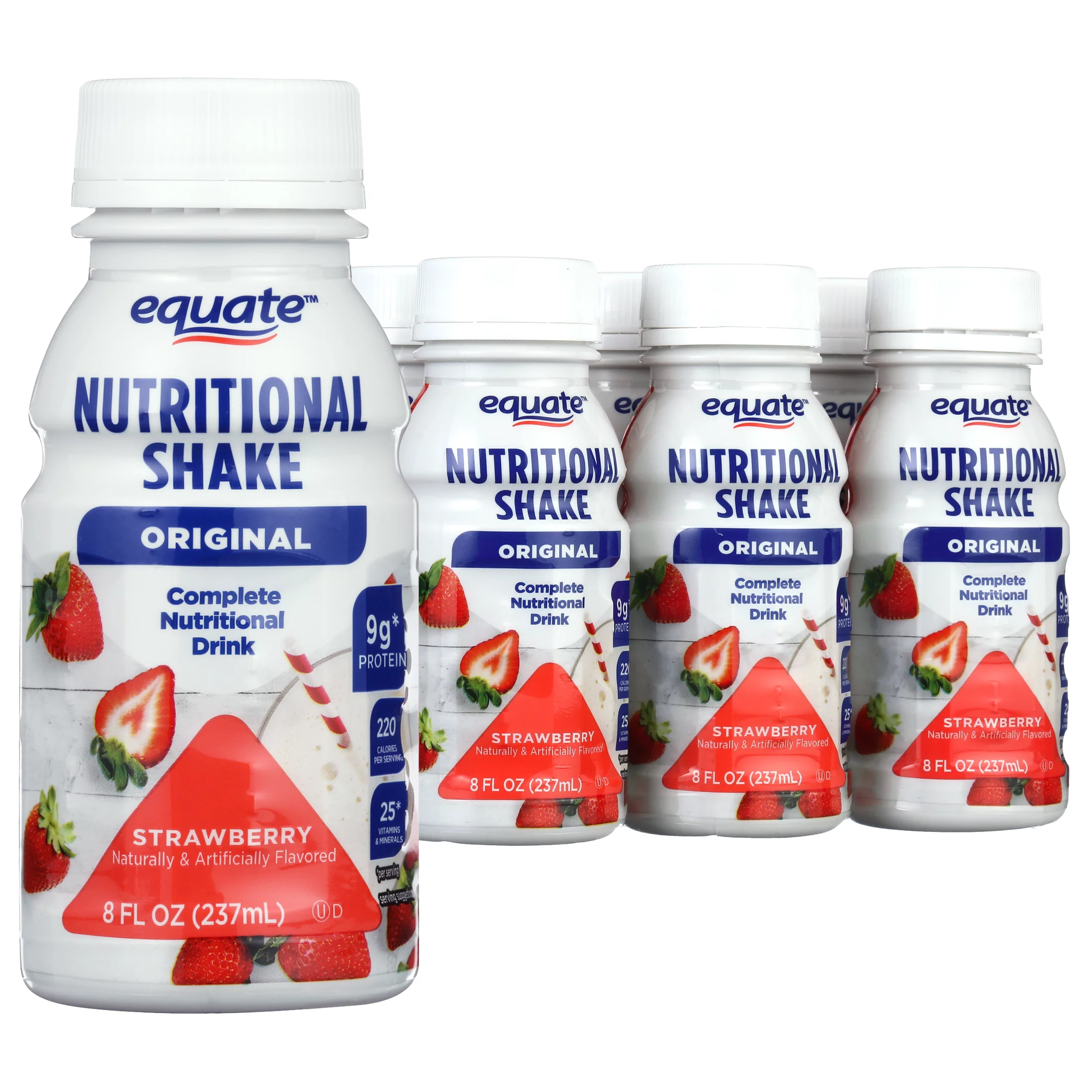 Equate Original Nutritional Shake, Strawberry, 8 fl oz, 6 Count