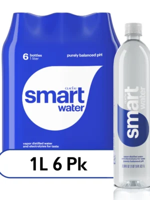 smartwater vapor distilled premium water bottles, 1L, 6 Pack