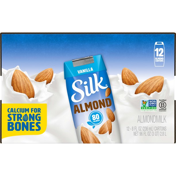 Silk Shelf-Stable Vanilla Almond Milk Singles, 8 Oz., 12 Count