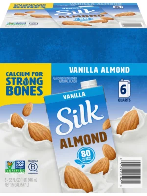 (Pack of 6) Silk Shelf-Stable Vanilla Almond Milk, 1 Quart