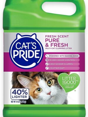 Cat's Pride Premium Lightweight Clumping Litter: Pure & Fresh - Up to 10 Days of Powerful Odor Control - Multi-Cat, Scented, 10 Pounds