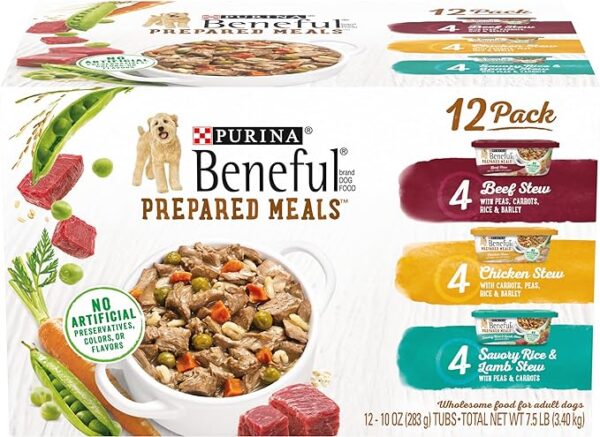 Purina Beneful High Protein, Wet Dog Food With Gravy Variety Pack, Prepared Meals Stew - (12) 10 Oz. Tubs