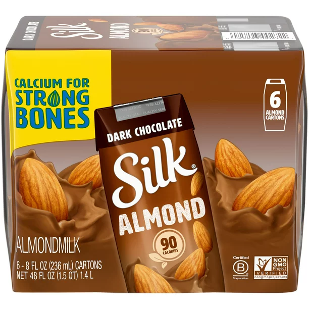 Silk Shelf-Stable Dark Chocolate Almond Milk Singles, 8 Oz., 6 Count