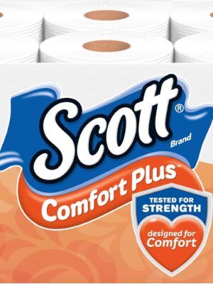 Scott ComfortPlus Toilet Paper, 12 Double Rolls, 231 Sheets per Roll, Septic-Safe, 1-Ply Toilet Tissue