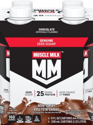 Muscle Milk, Genuine Protein Shake, Chocolate, 11 fl oz Carton, 4 Pack